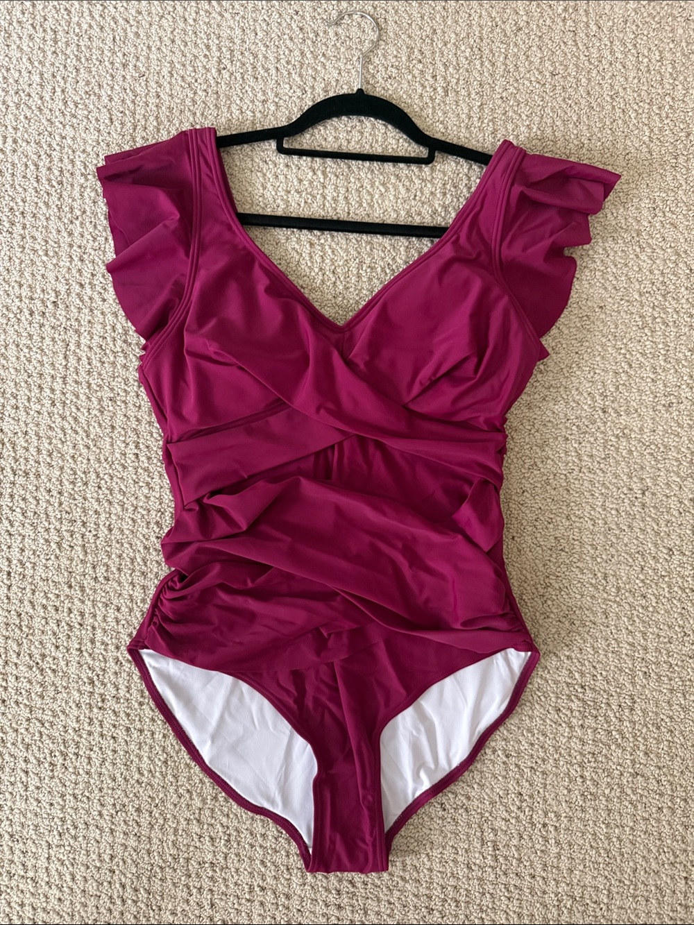 Women’s Magenta Ruffled One-Piece Swimsuit